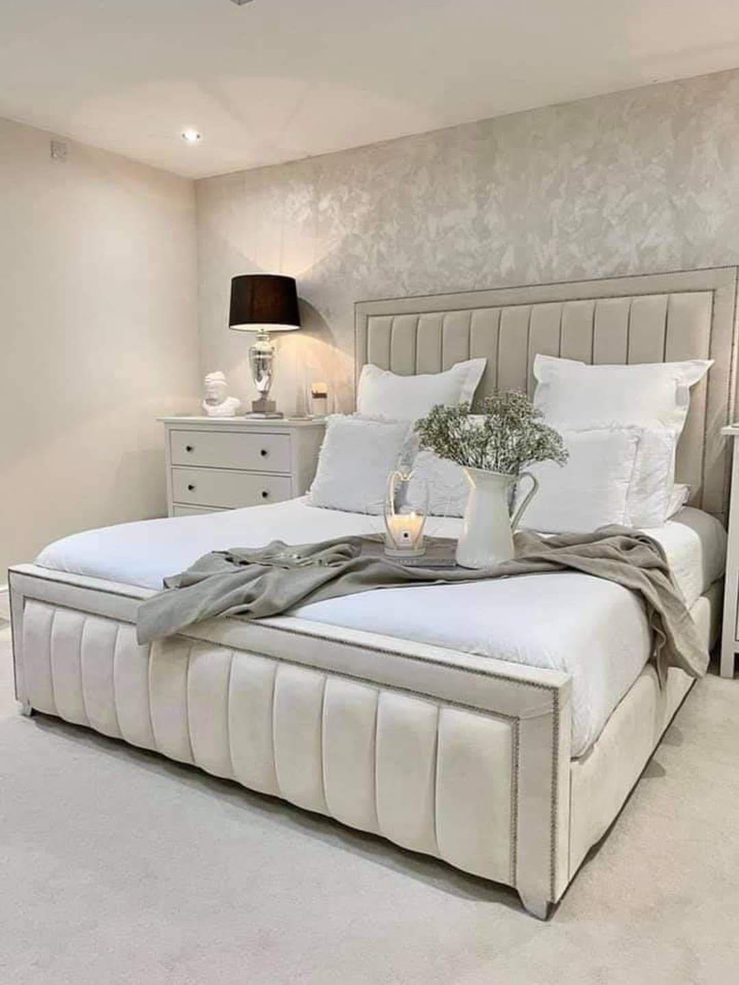 Mayfair Studded Bed — Cream Velvet