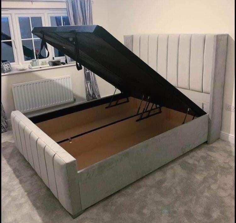 Ottoman Lift-Up Storage Bed — Grey