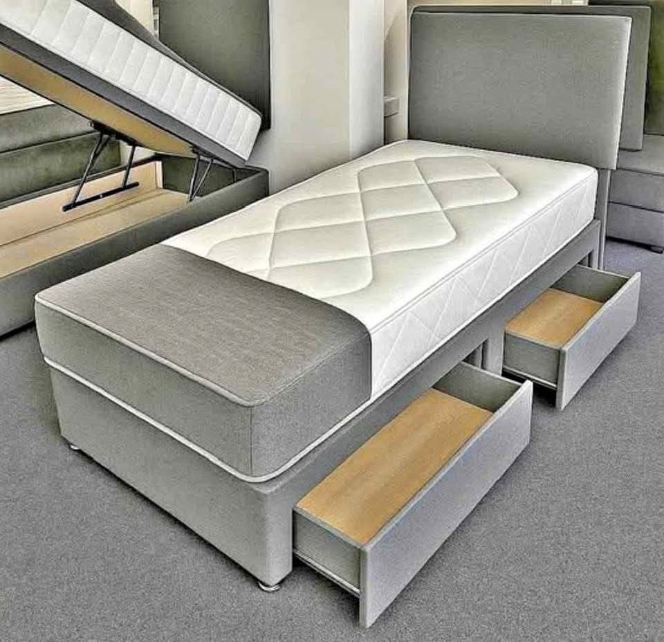Single Storage Bed — Grey