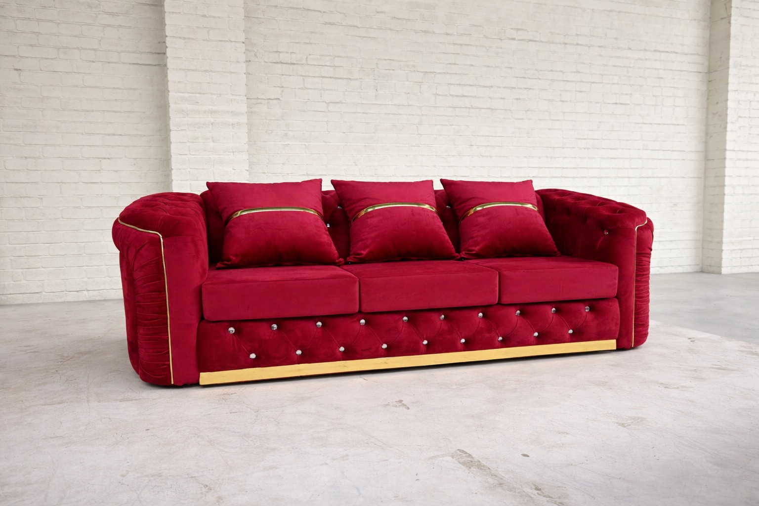 Dylan 3 Seater — Ruby Red Velvet
