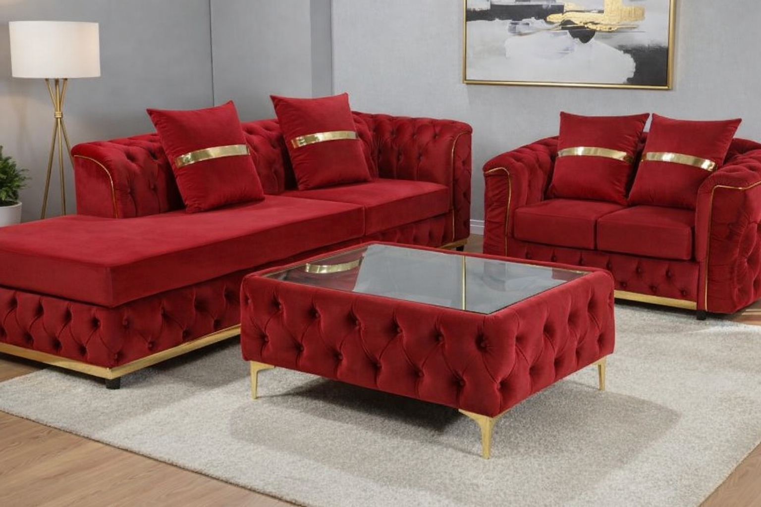 Dylan Full Set — Ruby Red (3 + 2 + Table)