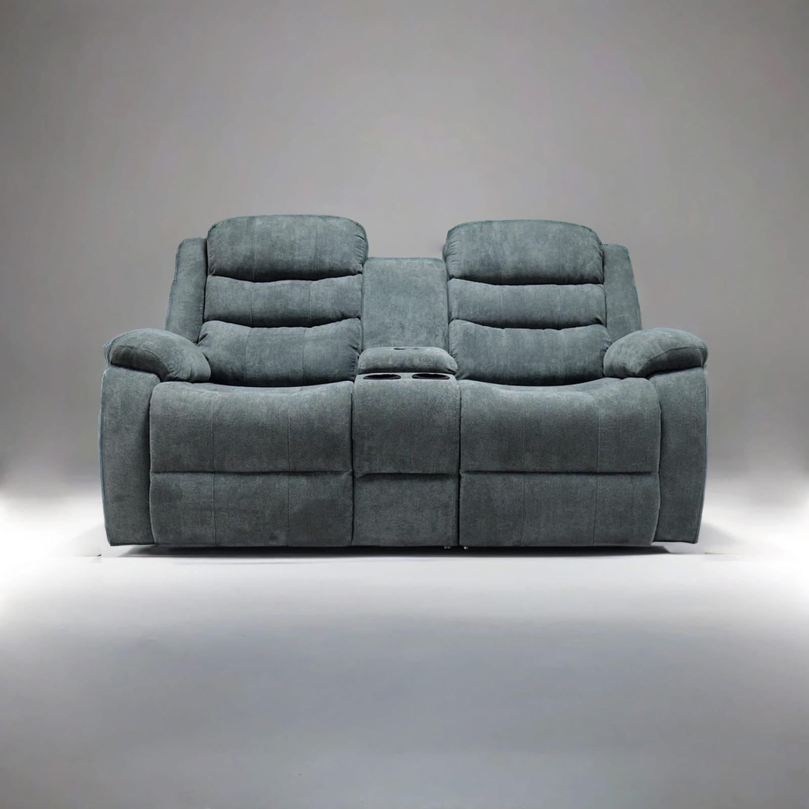Roma 2 Seater Recliner — Grey Chenille
