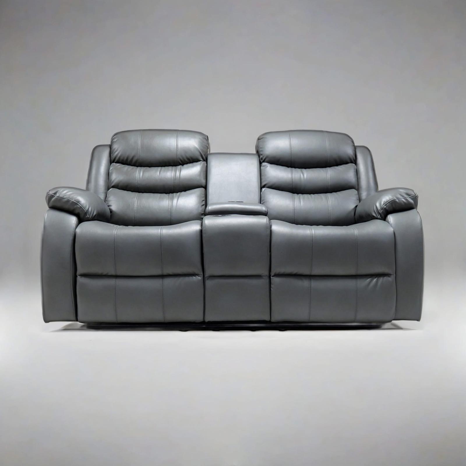 Roma 2 Seater Recliner — Grey Leather