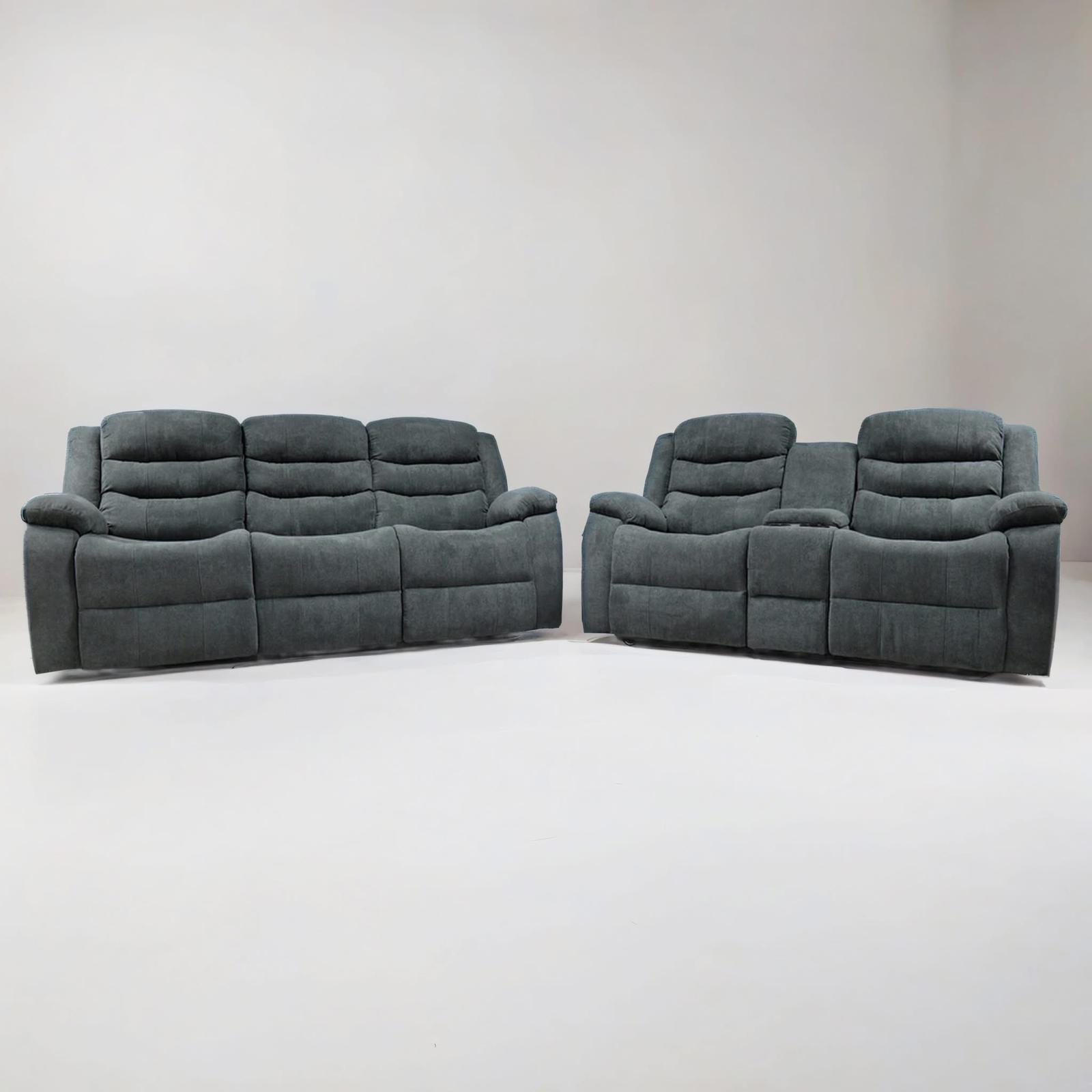 Roma 3+2 Recliner Set — Grey Chenille