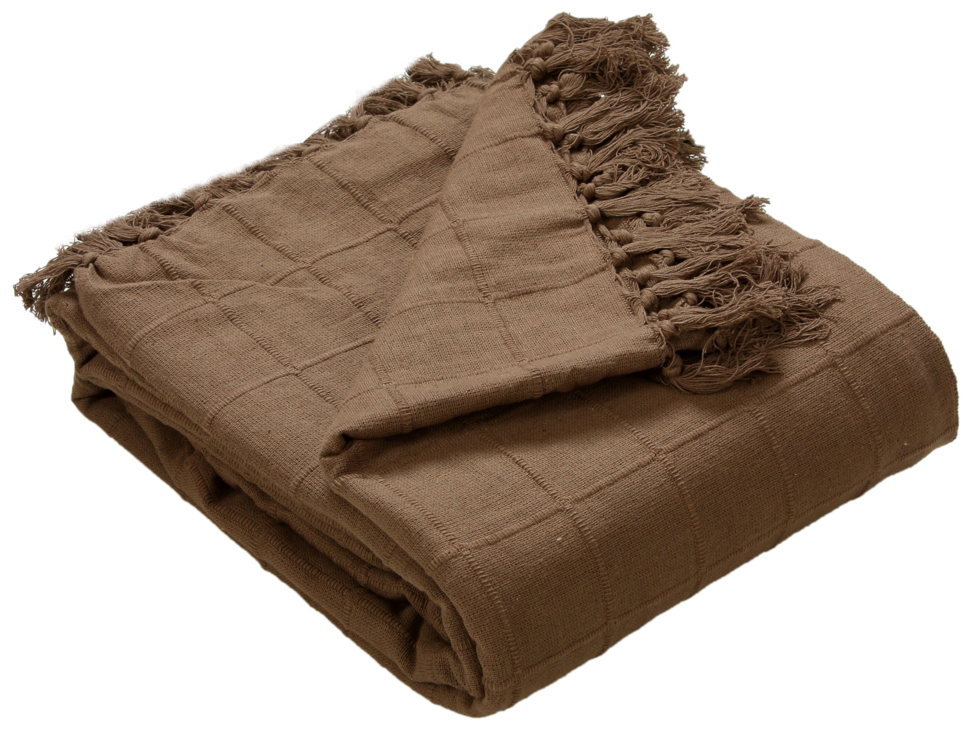 Brown Tasselled Throw Blanket