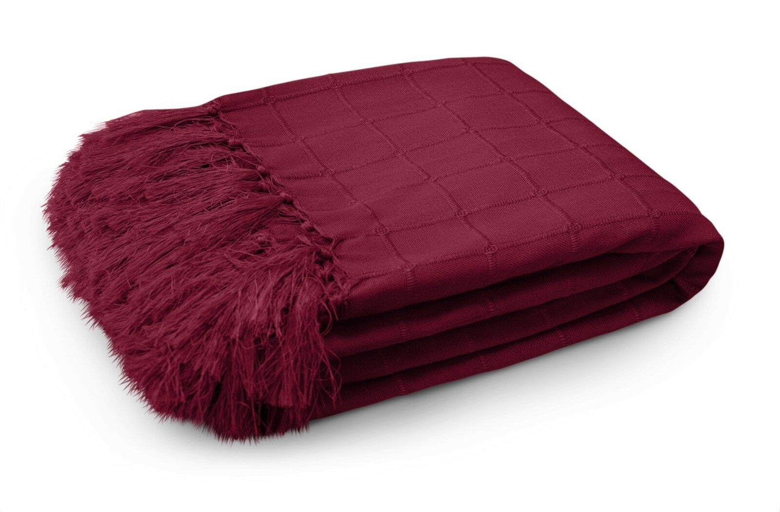 Burgundy Fringed Knit Throw