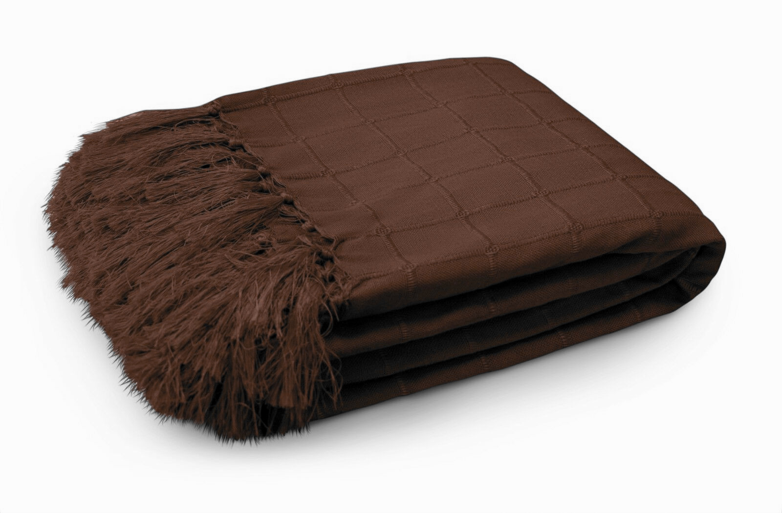 Chocolate Fringed Knit Throw