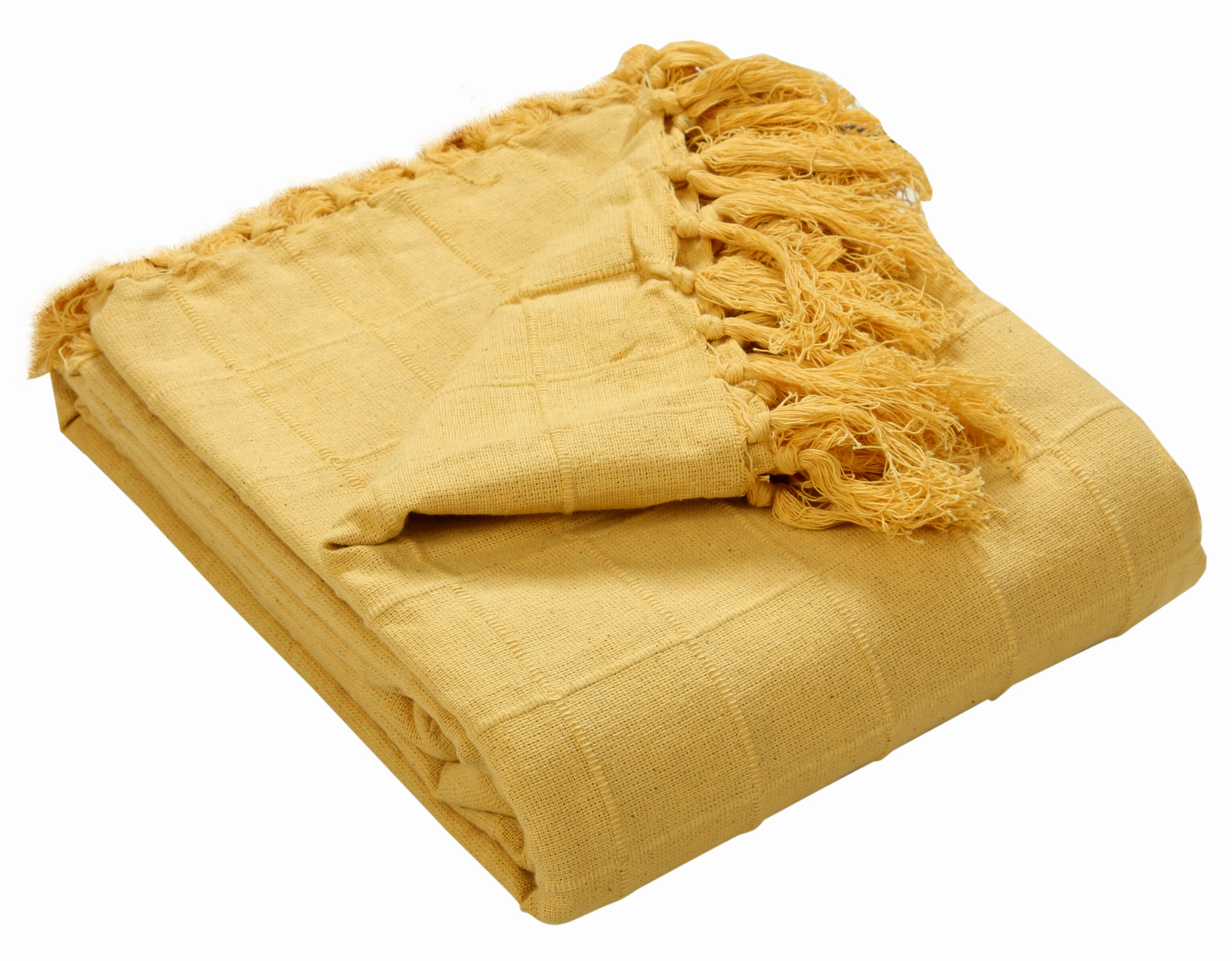 Mustard Tasselled Throw Blanket
