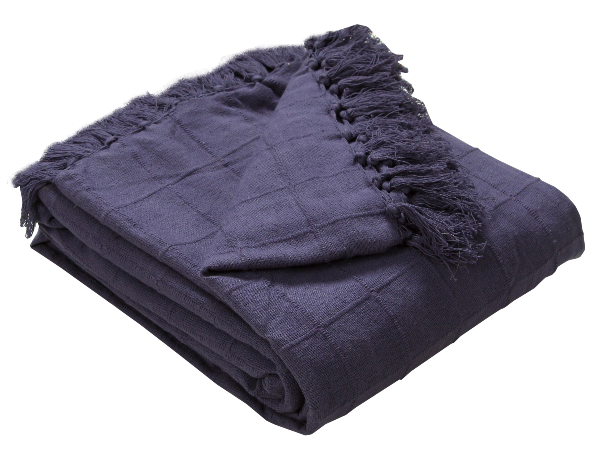 Navy Tasselled Throw Blanket