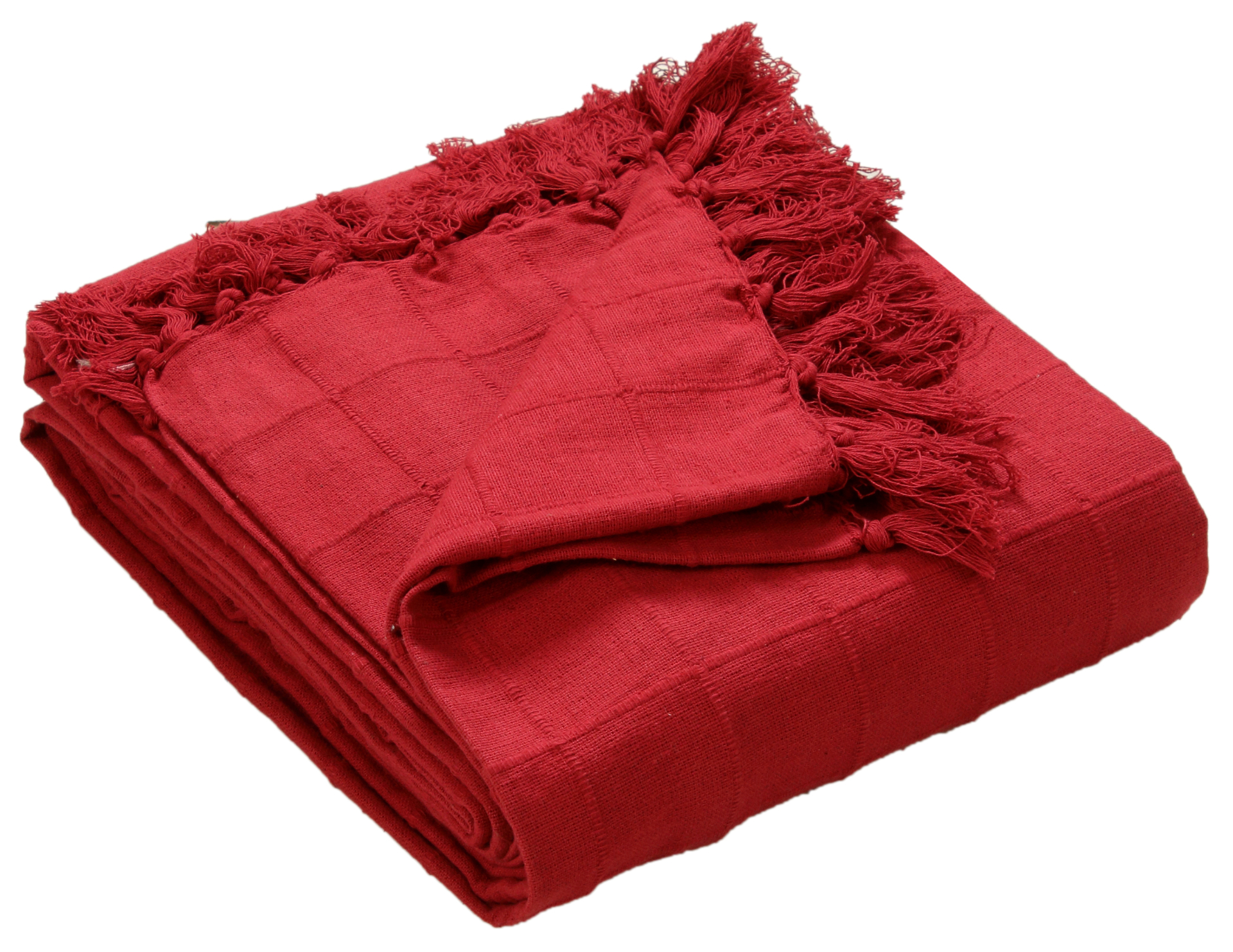 Red Tasselled Throw Blanket