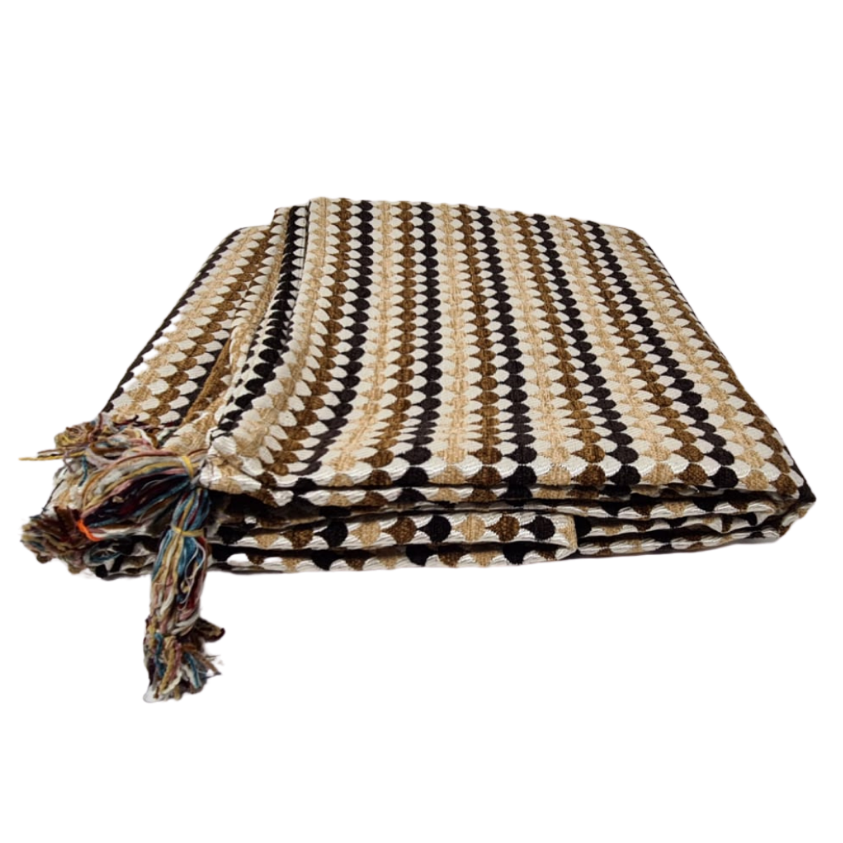 Brown & Cream Chenille Stripe Throw