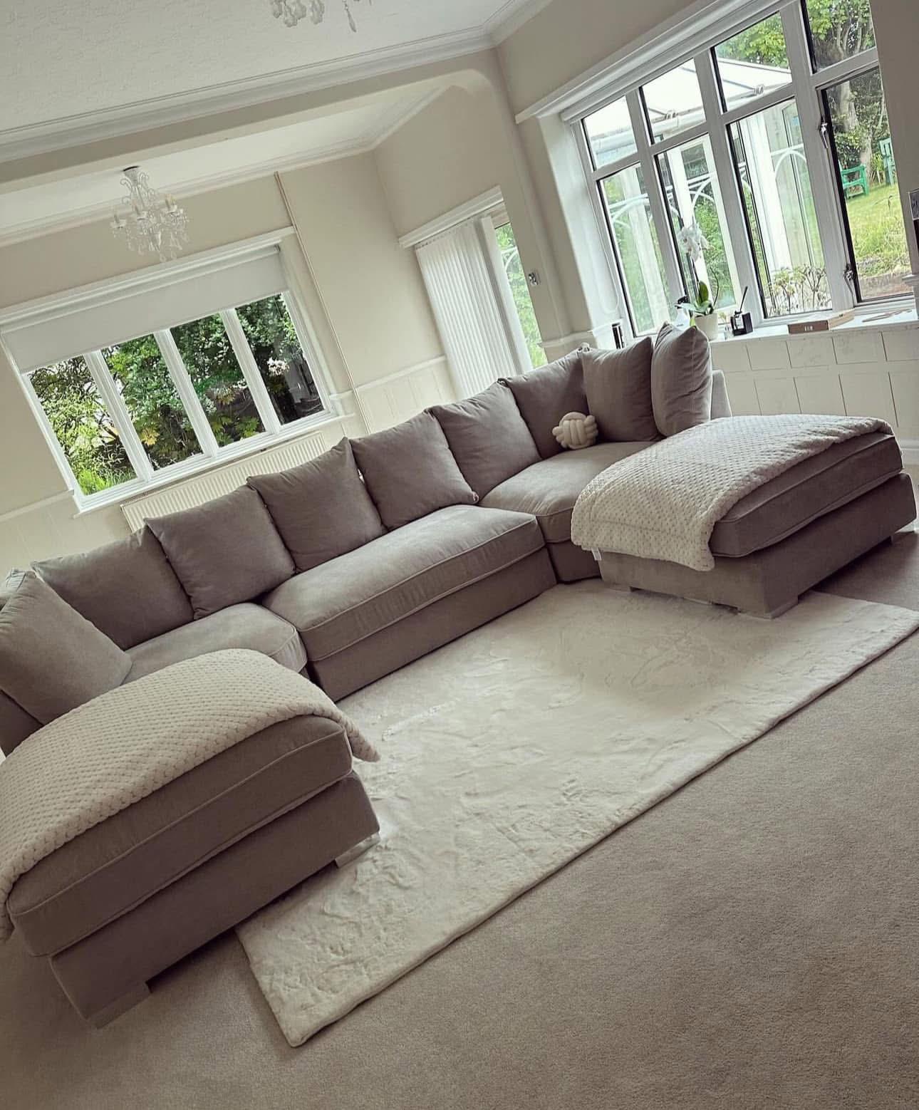 Verona U Shape Sofa — Light Grey