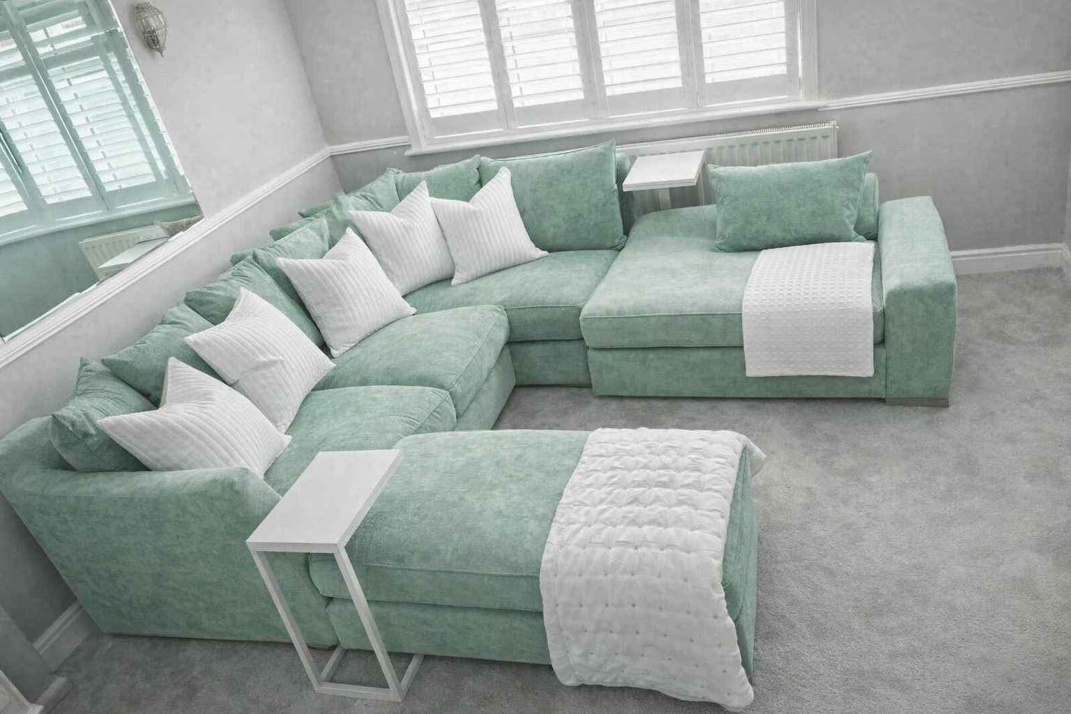 Bentley U Shape Sofa — Mint Green