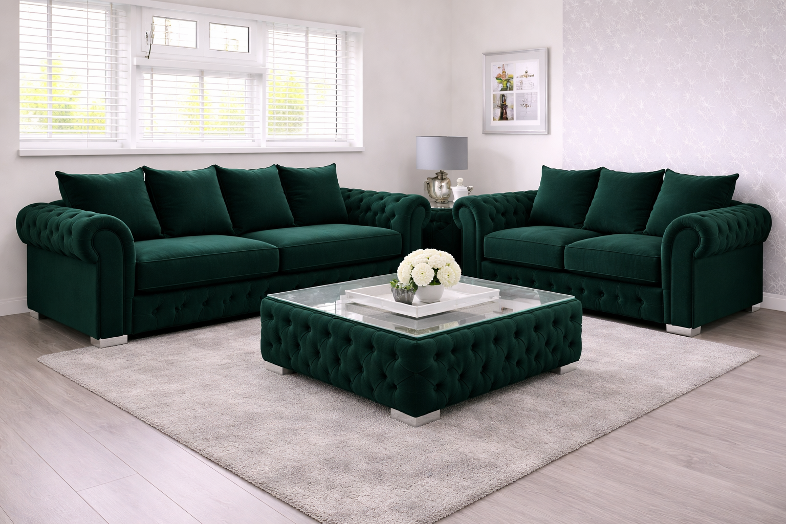 Verona 3+2 Seater Set — Emerald Velvet